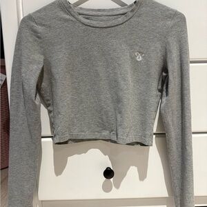TNA Heather Gray Long Sleeve Crop Top